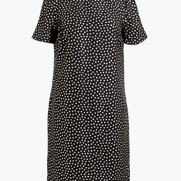 J. Crew Black Short Sleeve Shift Dress in Gold Heart Print Valentines Size 8 - Picture 11 of 11